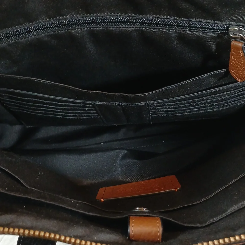 Coach Hamilton Brown Leather Double Zip Men's Briefcase/ Shoulder Bag - Picture 7 of 16